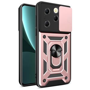 Husa pentru  Infinix Hot 40 / Hot 40 Pro Ring Armor Kickstand Tough Rugged Cover cu protectie camera, roz