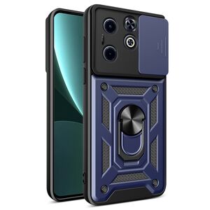 Husa pentru  Infinix Hot 40i / Infinix SMART 8 Ring Armor Kickstand Tough Rugged Cover cu protectie camera, albastru