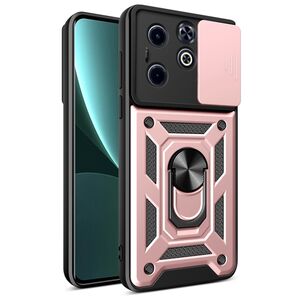 Husa pentru  Infinix Hot 40i / Infinix SMART 8 Ring Armor Kickstand Tough Rugged Cover cu protectie camera, roz