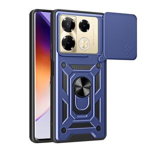 Husa pentru  Infinix Note 40 Pro 4G Ring Armor Kickstand Tough Rugged Cover cu protectie camera, albastru