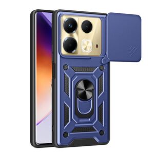 Husa pentru  Infinix Note 40 Ring Armor Kickstand Tough Rugged Cover cu protectie camera, albastru