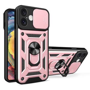 Husa pentru  iPhone 16 Plus Ring Armor Kickstand Tough Rugged Cover cu protectie camera, roz