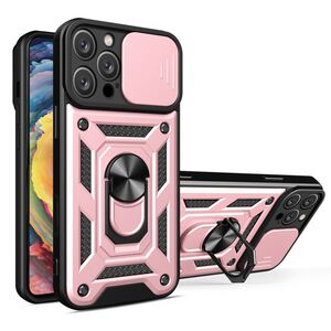 Husa pentru  iPhone 16 Pro Max Ring Armor Kickstand Tough Rugged Cover cu protectie camera, roz