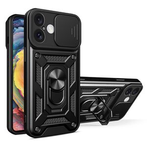 Husa pentru  iPhone 16 Ring Armor Kickstand Tough Rugged Cover cu protectie camera, negru