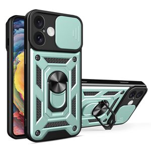 Husa pentru  iPhone 16 Ring Armor Kickstand Tough Rugged Cover cu protectie camera, verde
