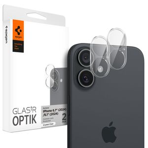 [Pachet 2x] Folie sticla camera iPhone 16 / 16 Plus Spigen Glas.tR Optik, transparenta