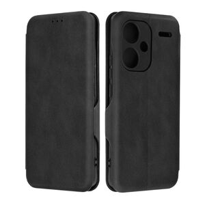 Husa tip carte pentru Xiaomi Redmi Note 13 Pro+ Plus 5G Smart Wallet fata - spate protectie 360 - negru