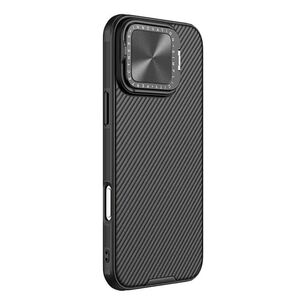 Husă Premium pentru  iPhone 16 Pro Max cu slider pentru protectia lentilelor anti-amprente - negru electric