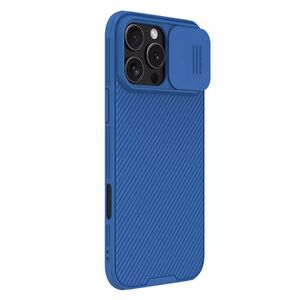 Husă Premium pentru  iPhone 16 Pro cu slider pentru protectia lentilelor anti-amprente - albastru inchis