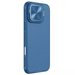 Husă Premium pentru  iPhone 16 Pro cu slider pentru protectia lentilelor anti-amprente - albastru