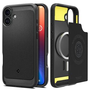 Husa premium pentru  iPhone 16 Plus Spigen Rugged Armor MagSafe - negru