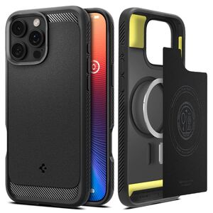 Husa premium pentru  iPhone 16 Pro Max Spigen - Rugged Armor MagSafe - Negru mat