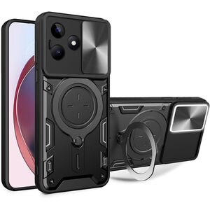 Husa pentru  Realme C61, Realme C63 cu protecție pentru cameră și suport magnetic integrat Ring Shockproof, negru