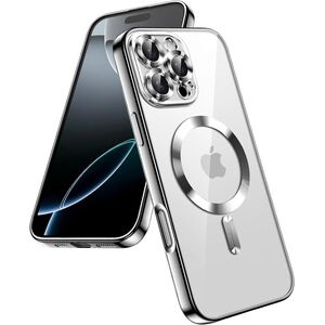Husa pentru iPhone 16 Pro Max cu MagSafe si protectie pentru lentile anti-shock 1.5 mm transparent - argintiu