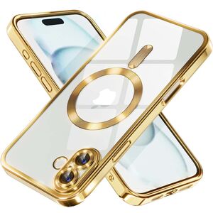 Husa pentru  iPhone 16 Plus cu MagSafe si protectie pentru lentile anti-shock 1.5 mm transparent - auriu