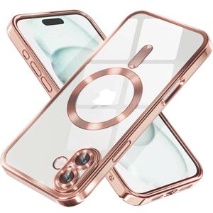 Husa pentru  iPhone 16 cu MagSafe si protectie pentru lentile anti-shock 1.5 mm transparent - roz