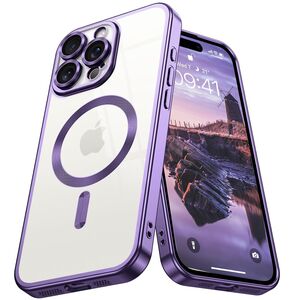 Husa pentru iPhone 16 Pro Max cu MagSafe si protectie pentru lentile anti-shock 1.5 mm transparent - mov