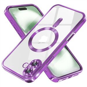 Husa pentru  iPhone 16 cu MagSafe si protectie pentru lentile anti-shock 1.5 mm transparent - mov