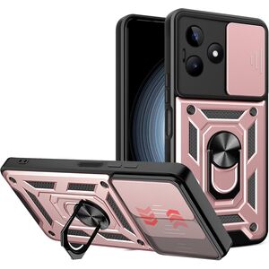 Husa pentru  Realme C61, Realme C63 Ring Armor Kickstand Tough Rugged Cover cu protectie camera, roz