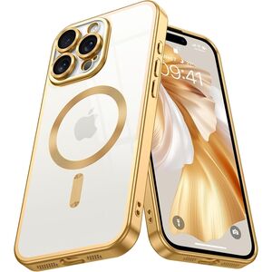 Husa pentru iPhone 16 Pro Max cu MagSafe si protectie pentru lentile anti-shock 1.5 mm transparent - auriu
