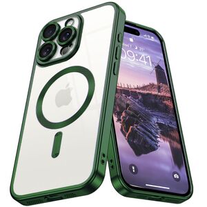 Husa pentru iPhone 16 Pro Max cu MagSafe si protectie pentru lentile anti-shock 1.5 mm transparent - verde inchis