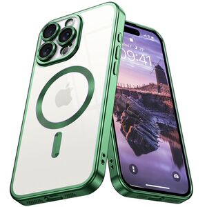 Husa pentru iPhone 16 Pro Max cu MagSafe si protectie pentru lentile anti-shock 1.5 mm transparent - verde deschis