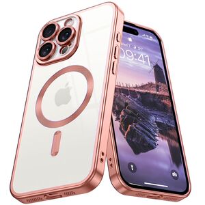 Husa pentru iPhone 16 Pro Max cu MagSafe si protectie pentru lentile anti-shock 1.5 mm transparent - roz