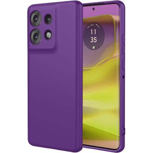 Husa pentru  Motorola Edge 50 Liquid Silicone, subțire, captusita cu microfibra, anti amprentă, protectie cameră foto, mov