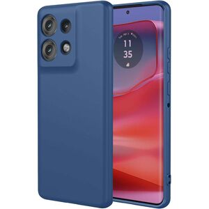 Husa pentru  Motorola Edge 50 Liquid Silicone, subțire, captusita cu microfibra, anti amprentă, protectie cameră foto, albastru