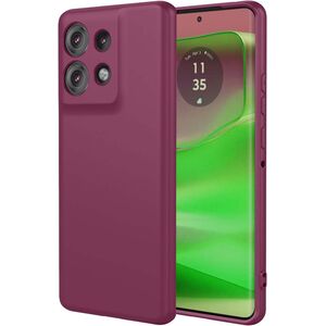 Husa pentru  Motorola Edge 50 Liquid Silicone, subțire, captusita cu microfibra, anti amprentă, protectie cameră foto, bordeaux