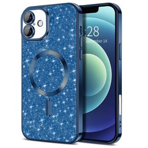 Husa pentru  iPhone 16 cu MagSafe Sparkle Glare Detachable Layer, cu protectie lentile - albastru