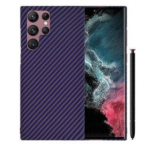 Husa pentru  Samsung Galaxy S22 Ultra 5G CarbonFiber UltraSlim, Lightweight, mov