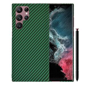 Husa pentru  Samsung Galaxy S22 Ultra 5G CarbonFiber UltraSlim, Lightweight, verde