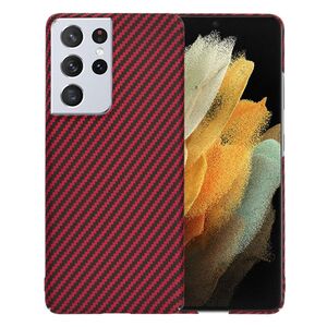 Husa pentru Samsung Galaxy S21 Ultra CarbonFiber UltraSlim, Lightweight, rosu