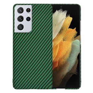Husa pentru Samsung Galaxy S21 Ultra CarbonFiber UltraSlim, Lightweight, verde