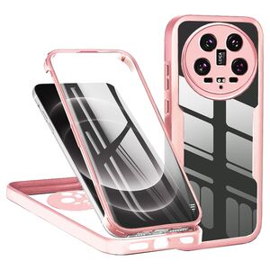 Pachet 360: Husa cu folie integrata pentru  Xiaomi 14 Ultra Cover360 fata / spate - roz