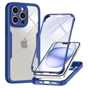Pachet 360: Husa cu folie integrata pentru  iPhone 16 Pro Cover360 fata / spate - albastru