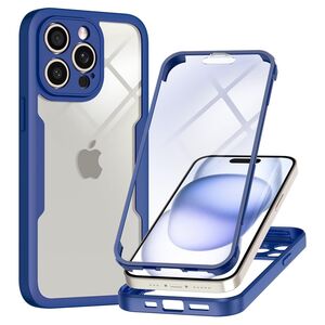 Pachet 360: Husa cu folie integrata pentru  iPhone 16 Pro Max Cover360 fata / spate - albastru