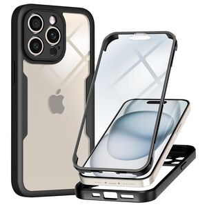 Pachet 360: Husa cu folie integrata pentru  iPhone 16 Pro Max Cover360 fata / spate - negru