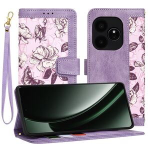 Husa tip carte pentru   Realme GT 6 / GT 6T, functie stand si port carduri, mov