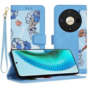 Husa tip carte pentru  Honor Magic 6 Lite, functie stand si port carduri, albastru