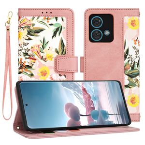 Husa tip carte pentru  Motorola Edge 40 NEO, functie stand si port carduri, roz