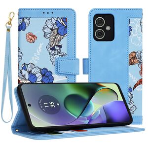 Husa tip carte pentru  Motorola Moto G54, G54 Power Edition, functie stand si port carduri, albastru