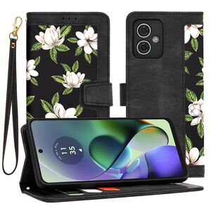 Husa tip carte pentru  Motorola Moto G54, G54 Power Edition, functie stand si port carduri, negru