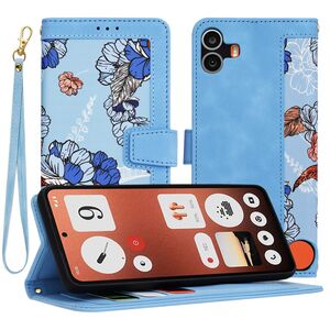 Husa tip carte pentru  Nothing CMF Phone 1, functie stand si port carduri, albastru
