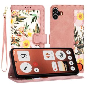 Husa tip carte pentru  Nothing CMF Phone 1, functie stand si port carduri, roz