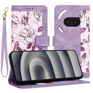 Husa tip carte pentru  Nothing Phone (2a), (2a) Plus, functie stand si port carduri, mov