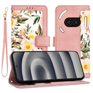 Husa tip carte pentru  Nothing Phone (2a), (2a) Plus, functie stand si port carduri, roz
