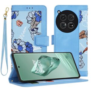 Husa tip carte pentru  OnePlus 12, functie stand si port carduri, albastru