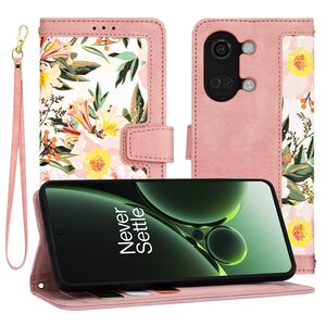 Husa tip carte pentru  OnePlus Nord 3, functie stand si port carduri, roz